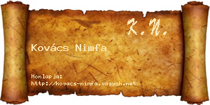 Kovács Nimfa névjegykártya